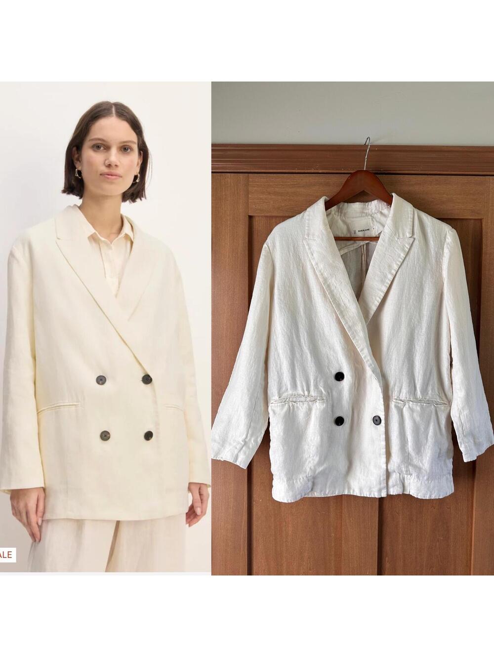 Everlane Double-Breasted Cream Blazer